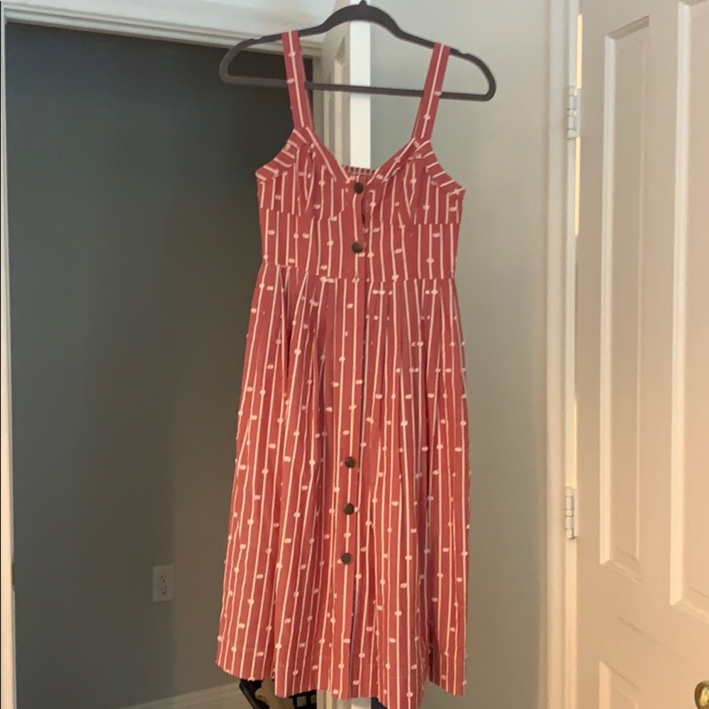 Anthropologie Red Chambray Dress
